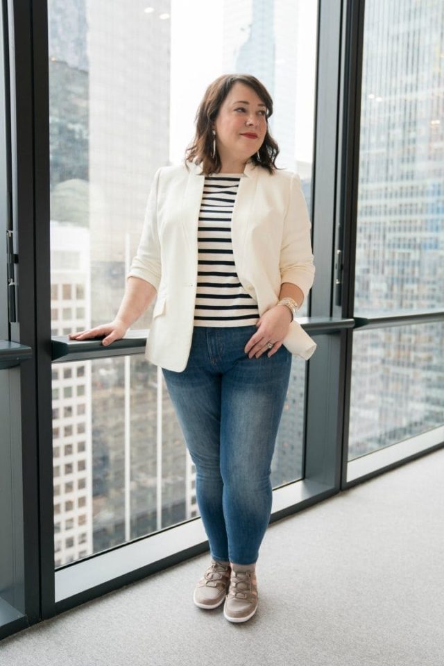 talbots ivory blazer on wardrobe oxygen