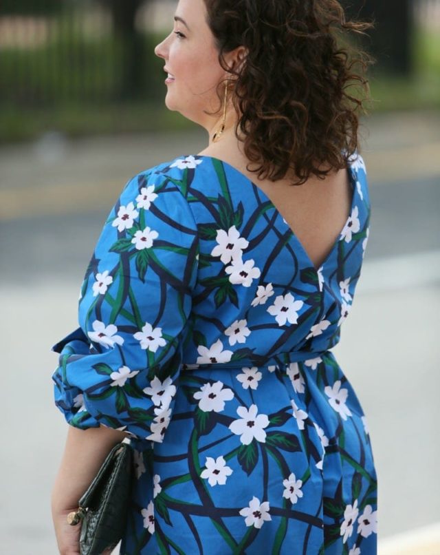 draper james for eloquii balloon sleeve dress back view