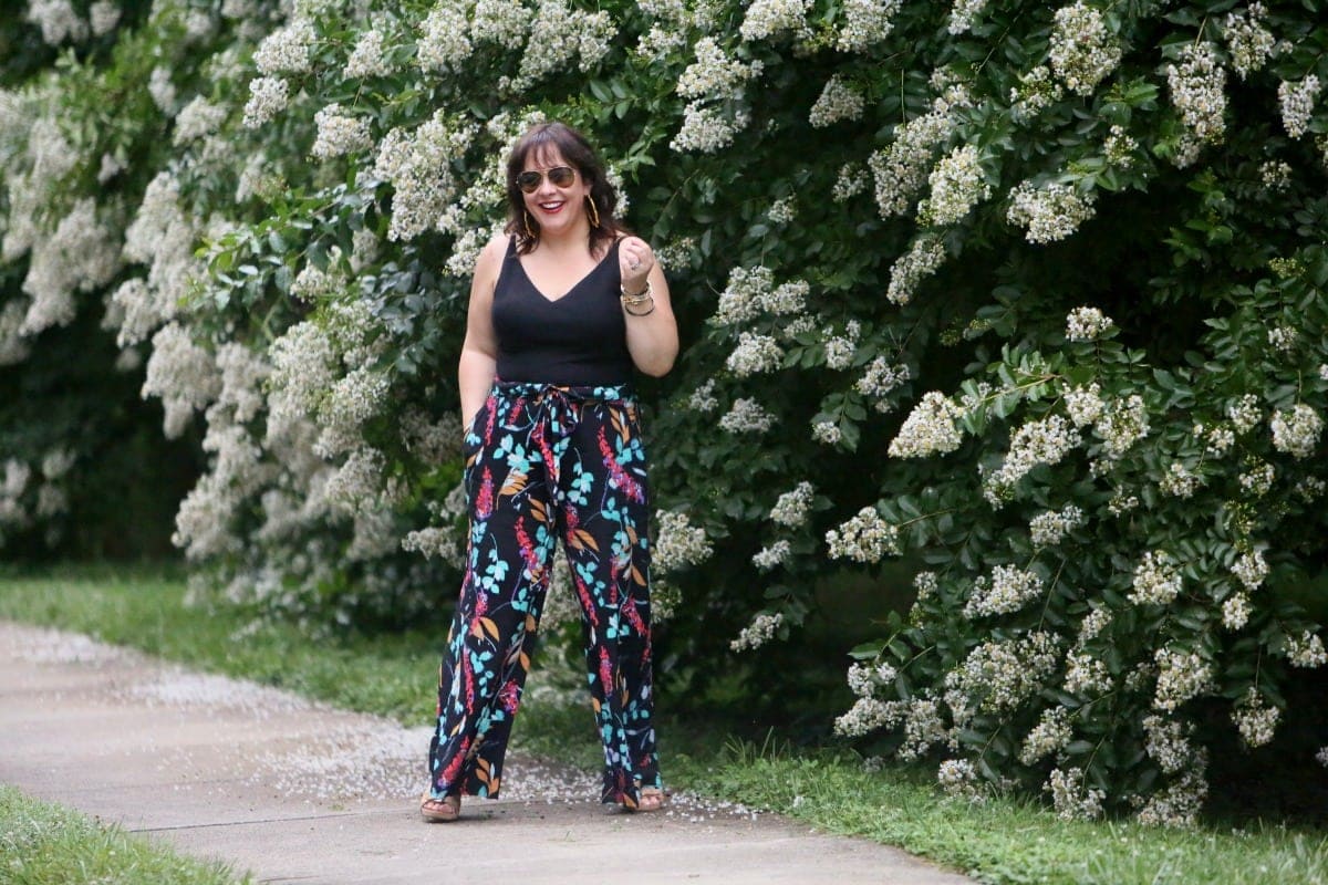 floral wide leg panta