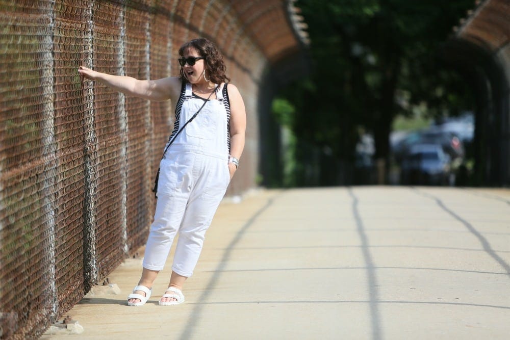 What I Wore: Gap White Overalls