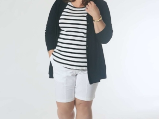 On a Boat: Pair the striped tee and shorts with the cardigan for a breezy evening on the water. On a Boat: Pair the striped tee and shorts with the cardigan for a breezy evening on the water. Keep it casual with water-friendly sandals and add a bracelet for polish.