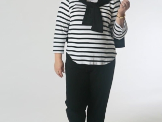 Weekend Casual: The refined fabric of the pants mask the fact that they pull on and are as comfy as pajamas. Tie the cardigan round the neck for interest (and to have at the ready if it gets chilly) Chico's capsule wardrobe from the Travelers Collection for fall