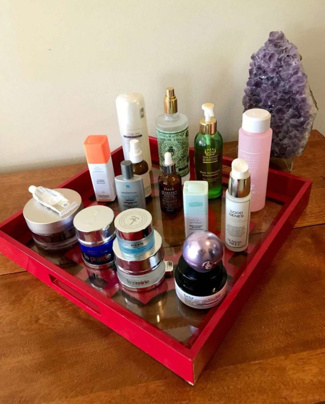 over 50 skincare routine shelfie