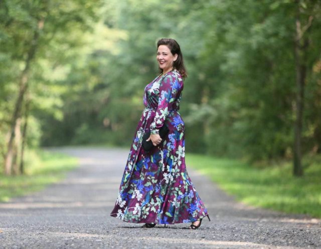 plus size floral maxi dress with sleeves