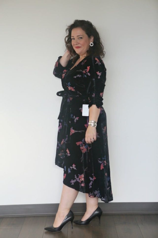 eliza j floral velvet dress