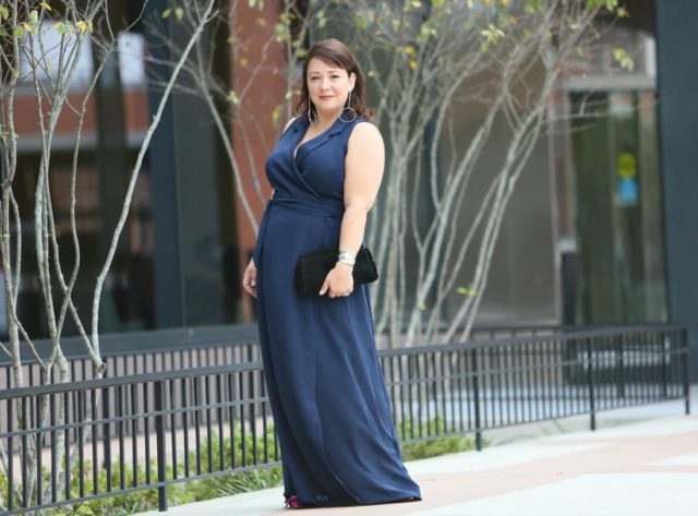 adrianna papell navy maxi dress