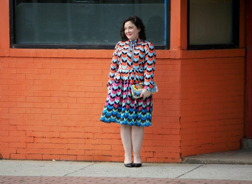 wardrobe oxygen in an eloquii dress