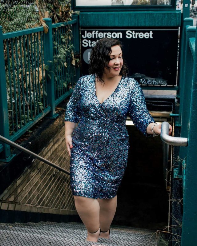 wardrobe oxygen in an eloquii sequin dress