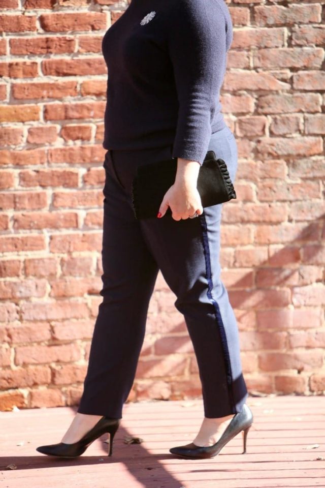 navy tuxedo stripe pants