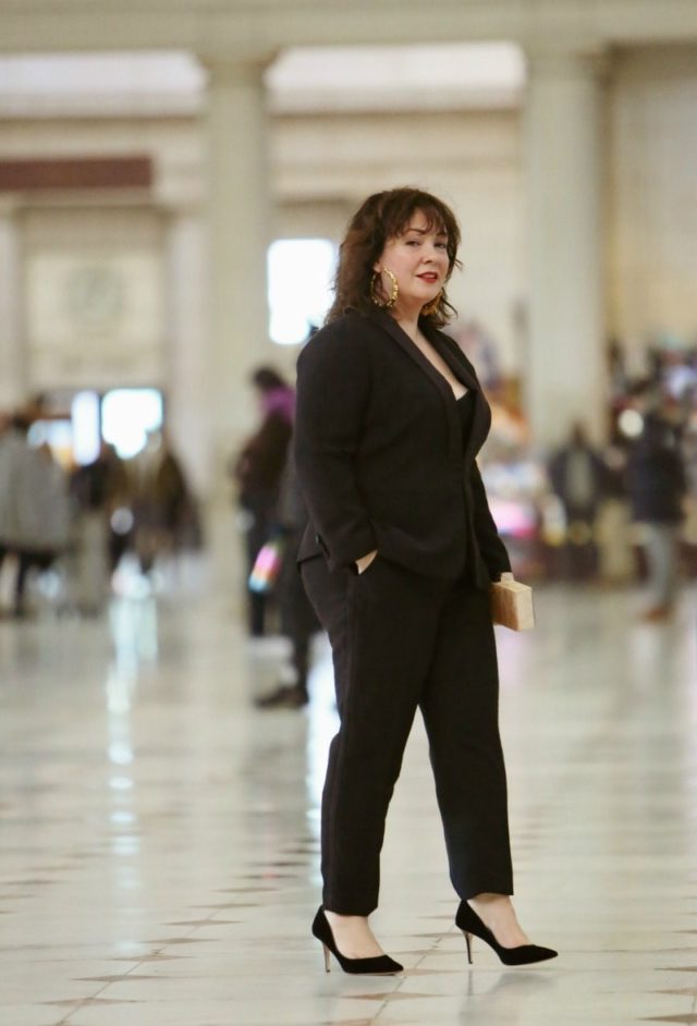 Wardrobe Oxygen in a black refined crepe Le Smoking or women's tuxedo From Talbots at Union Station in Washington DC