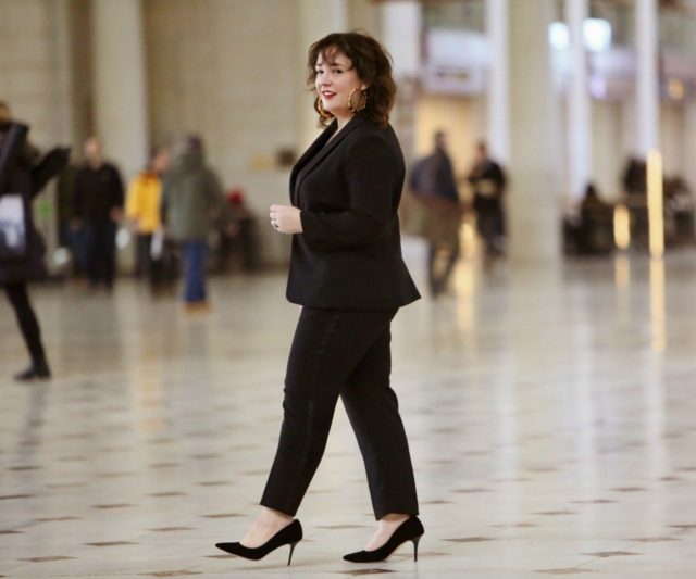 Wardrobe Oxygen in a black refined crepe Le Smoking or women's tuxedo From Talbots at Union Station in Washington DC