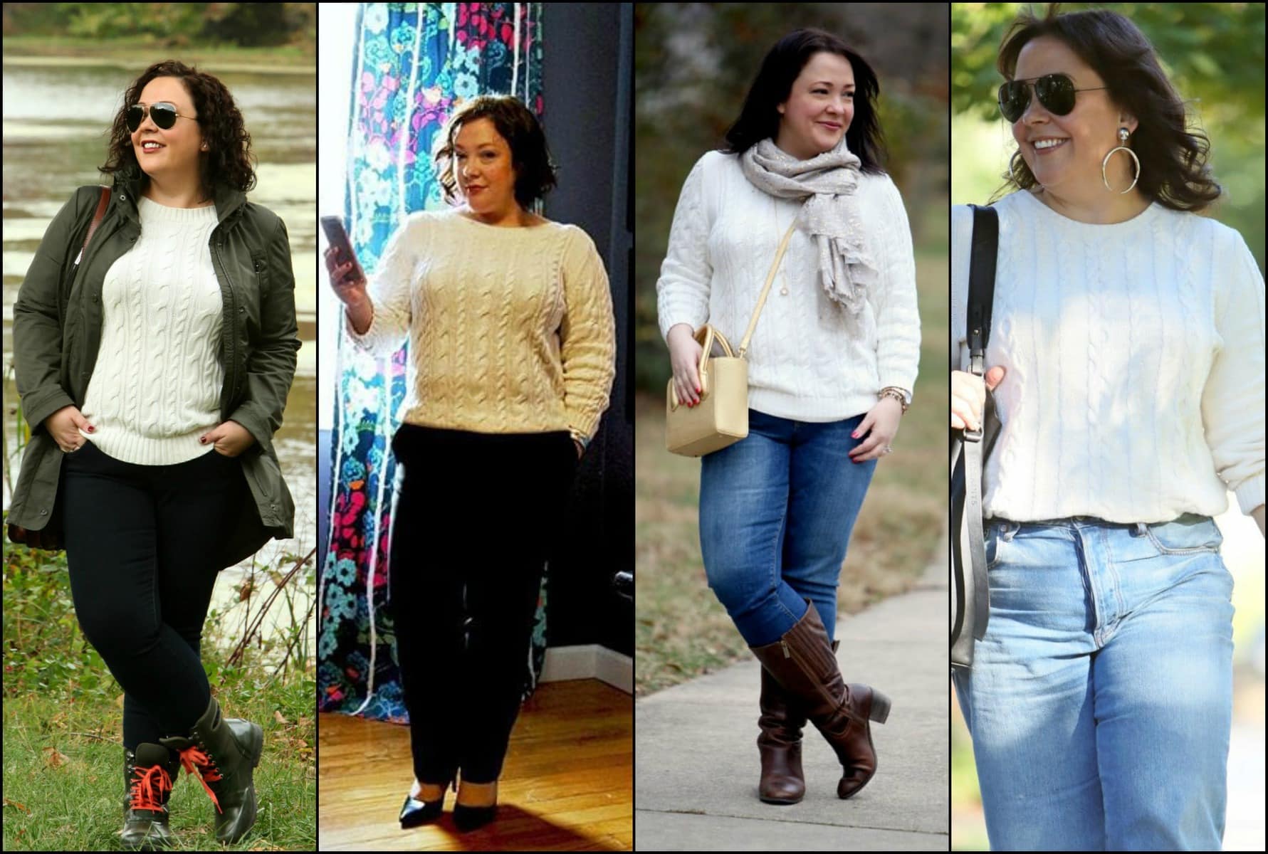 the versatility of an ivory cotton cablenknit sweater