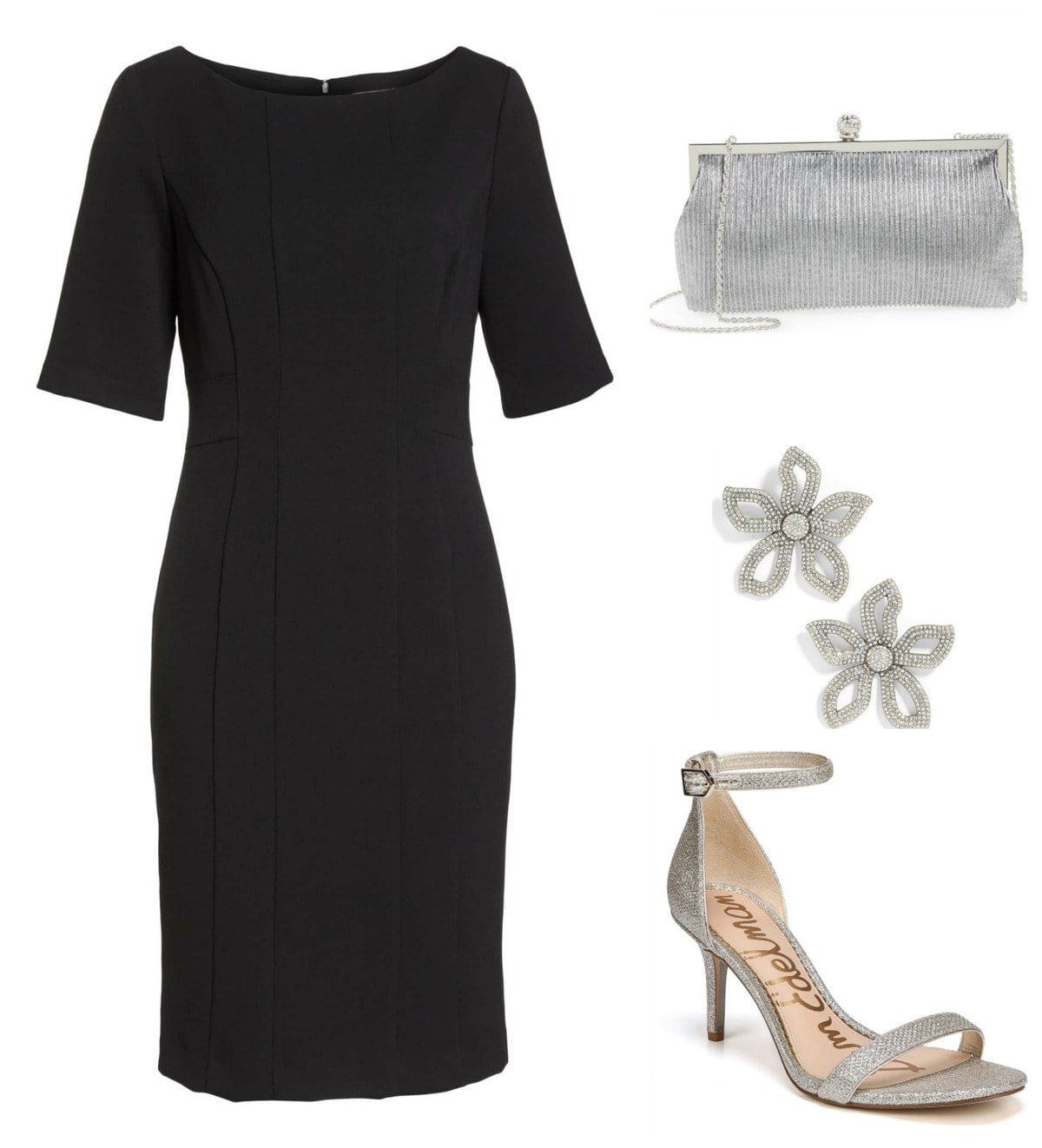 Black with silver makes for an elegant after five ensemble