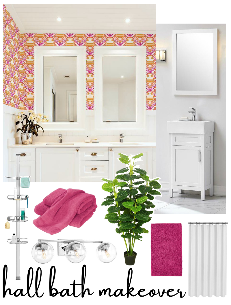 Updating a hallway bathroom with Home Depot. From wallpaper to bath linens from The Company store, Home Depot is now the destination for every aspect of updating your home