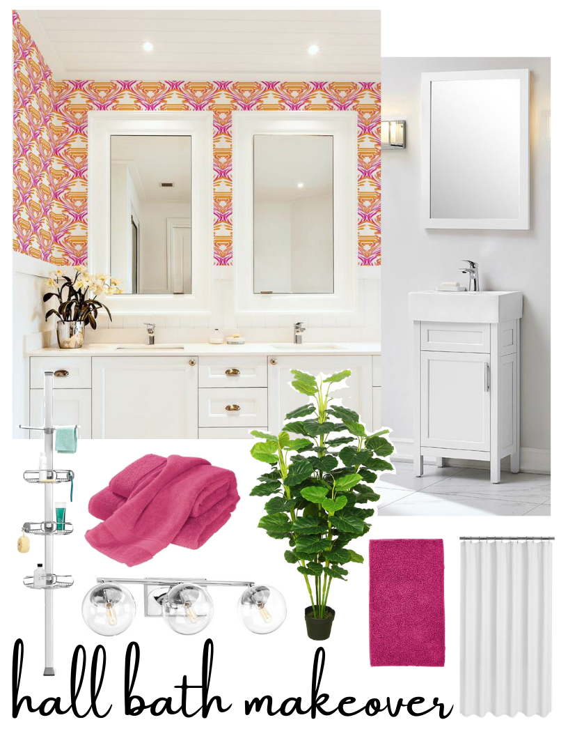 Updating a hallway bathroom with Home Depot. From wallpaper to bath linens from The Company store, Home Depot is now the destination for every aspect of updating your home