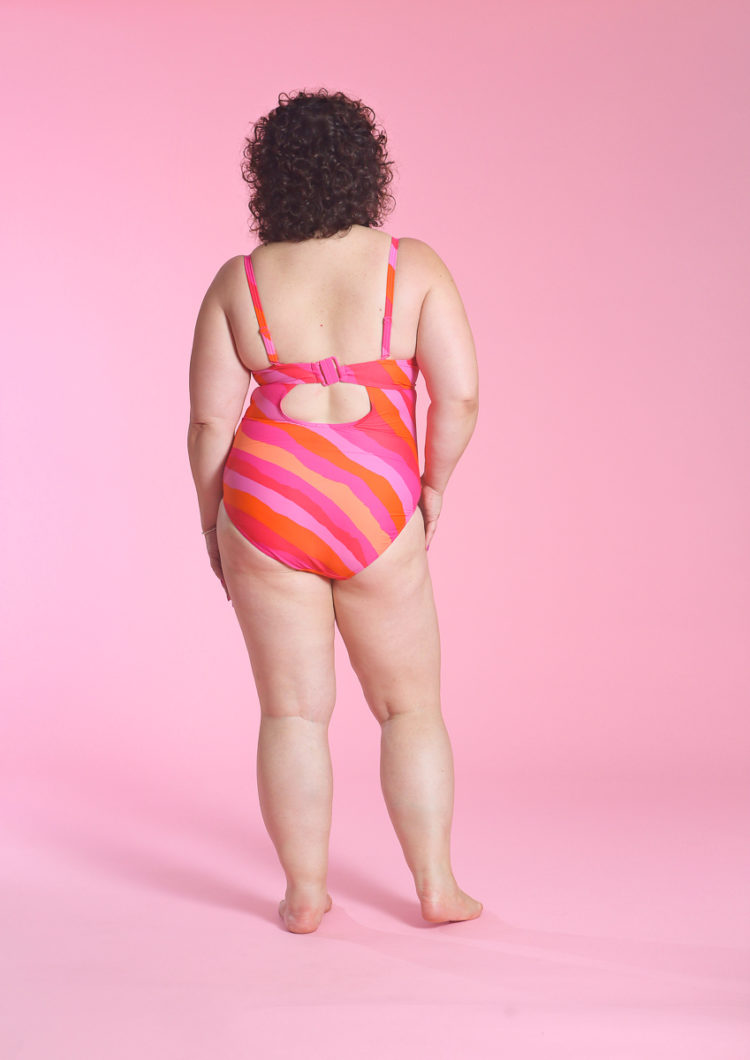 image of Wardrobe Oxygen wearing Sao Paulo Striped Bandeau swimsuit from Figleaves