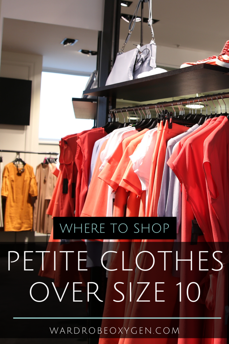 image of a clothing store with text overlay reading where to shop for petite clothes over size 10