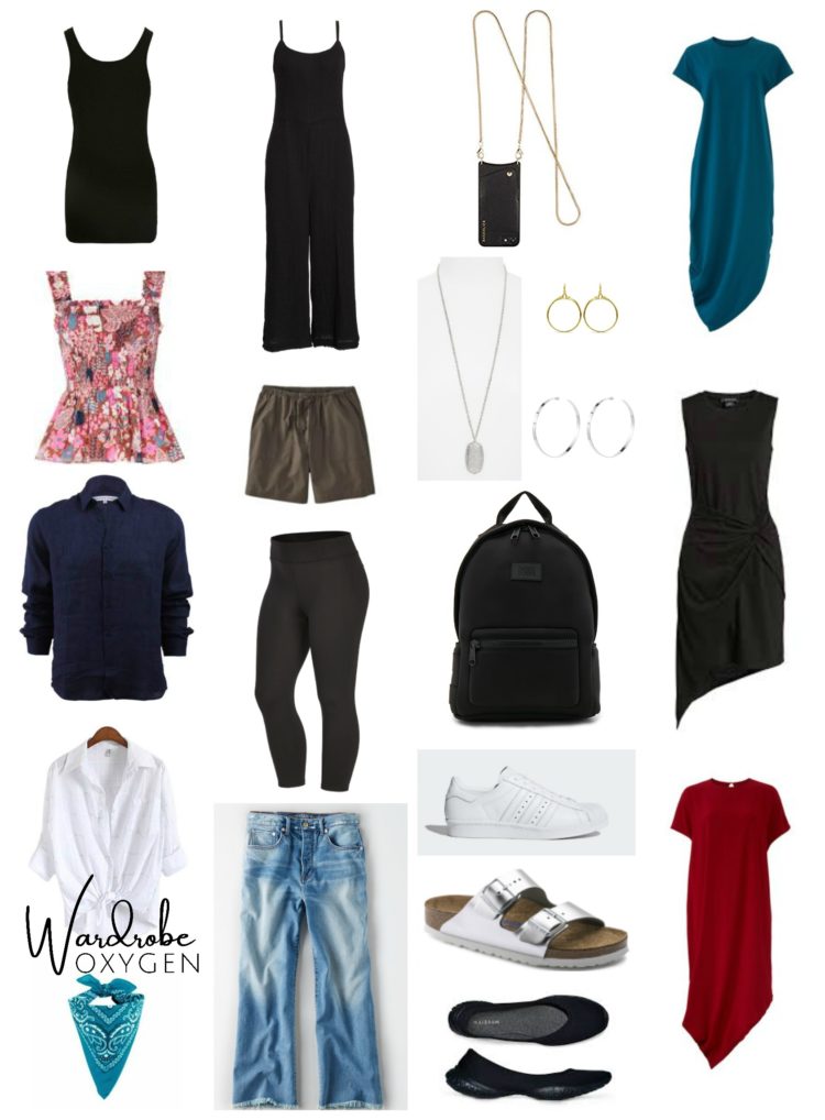 collage of clothing on a white background