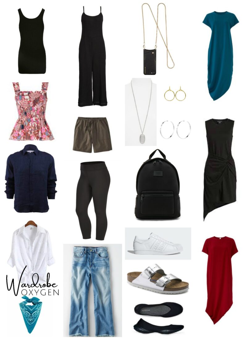 collage of clothing on a white background