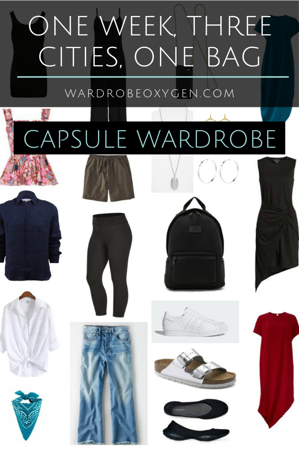 collage of clothing with text capsule wardrobe