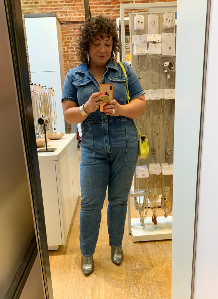 good american denim jumpsuit