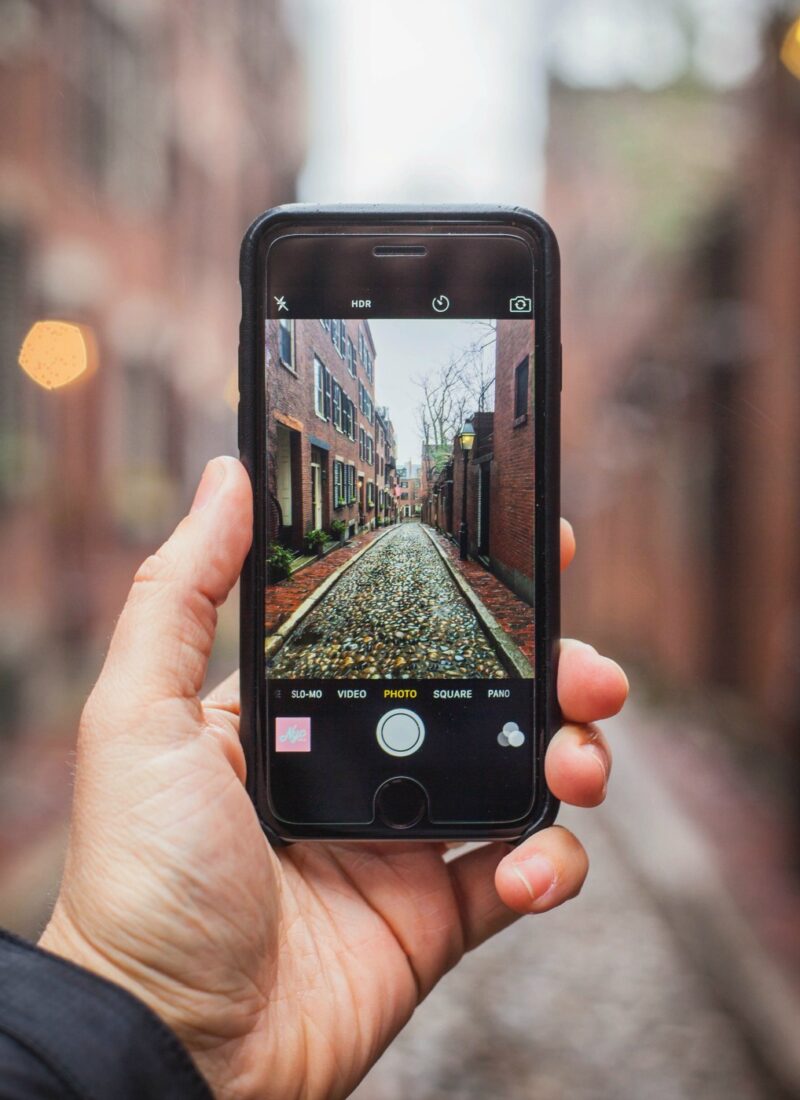 Acorn Street in Boston as seen through an iphone camera