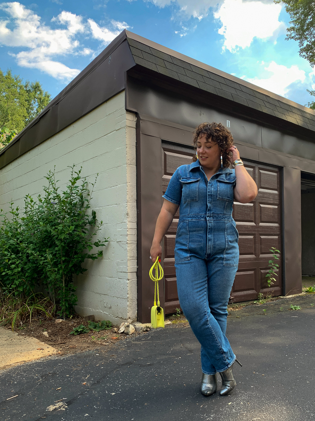 good american denim jumpsuit