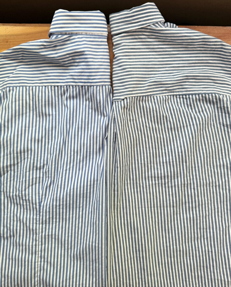 the backs of the two boyfriend shirts