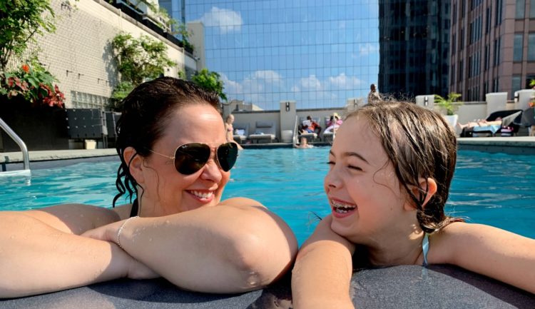 The newly renovated infinty pool on the roof of the Windsor Suites hotel in Philadelphia