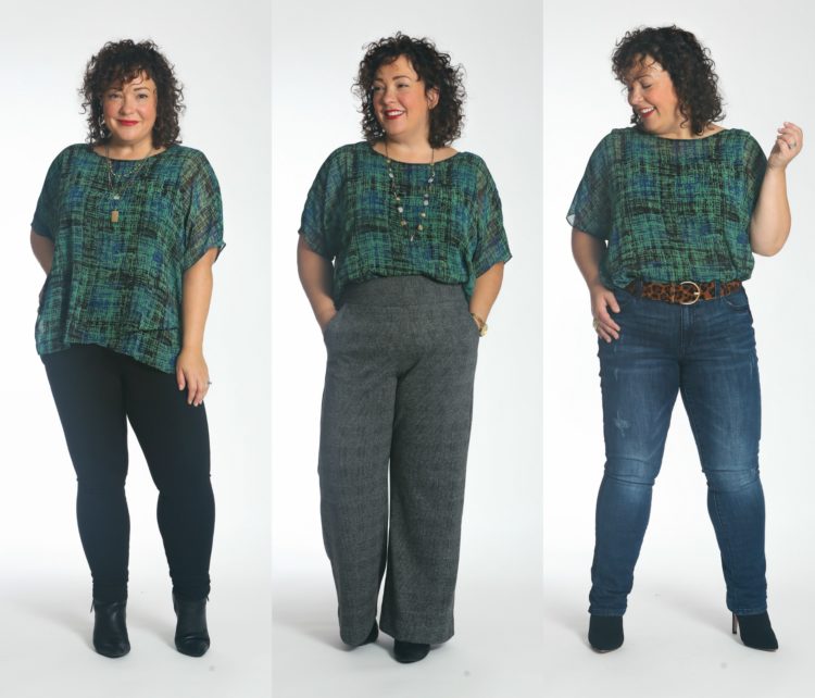 Alison of Wardrobe Oxygen wearing three outfits featuring the cabi Paradox Top from Fall 2019