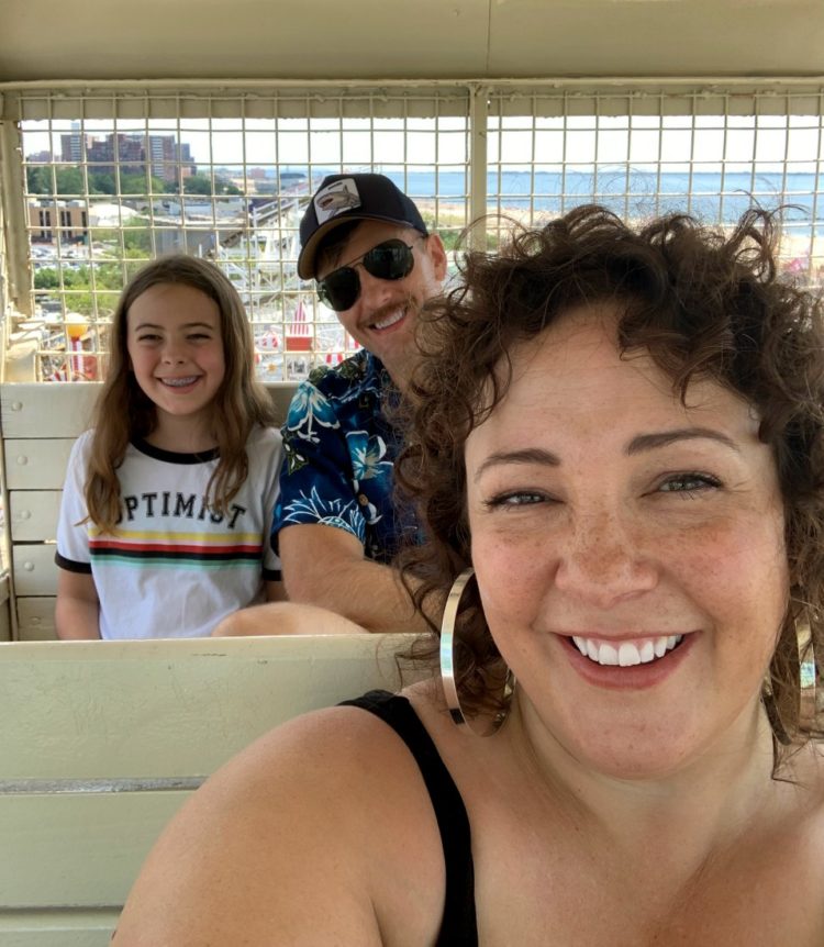 family selfie on the Wonder Wheel