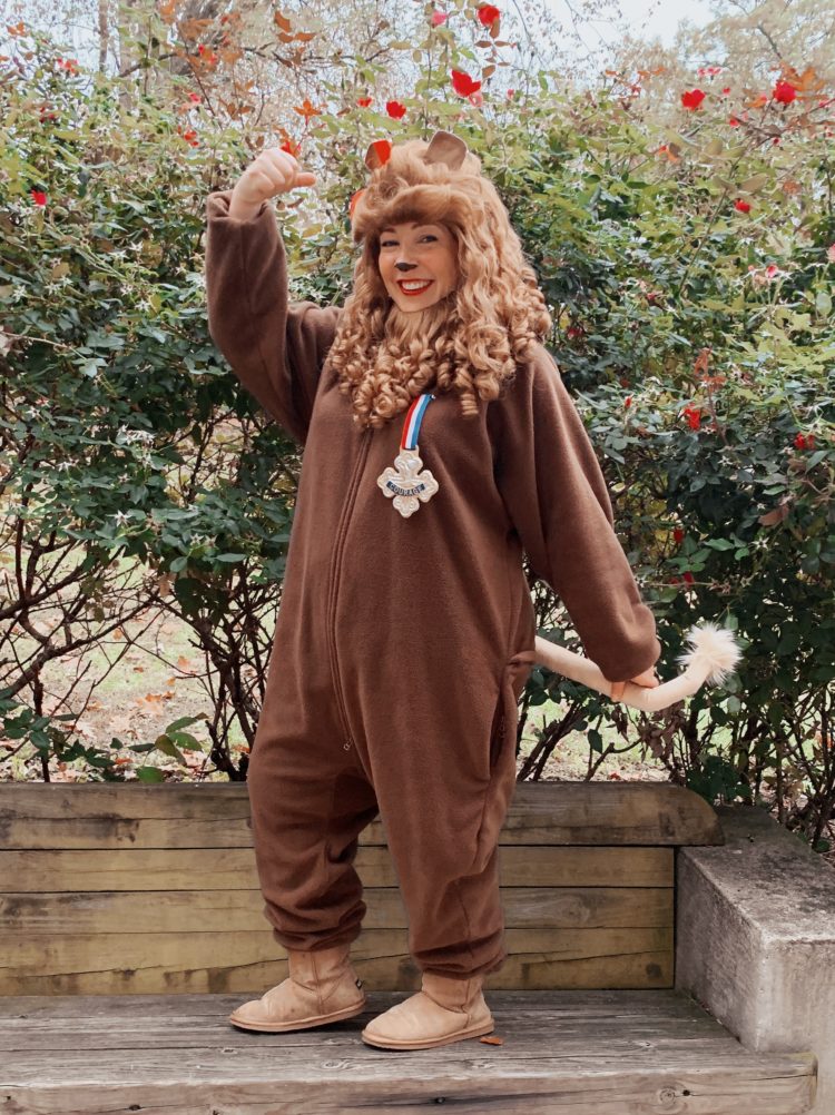 a woman dressed as the cowardly lion from the Wizard of Oz