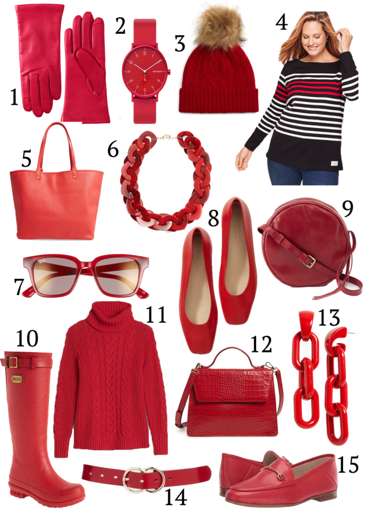 Collage of red accessories for fall