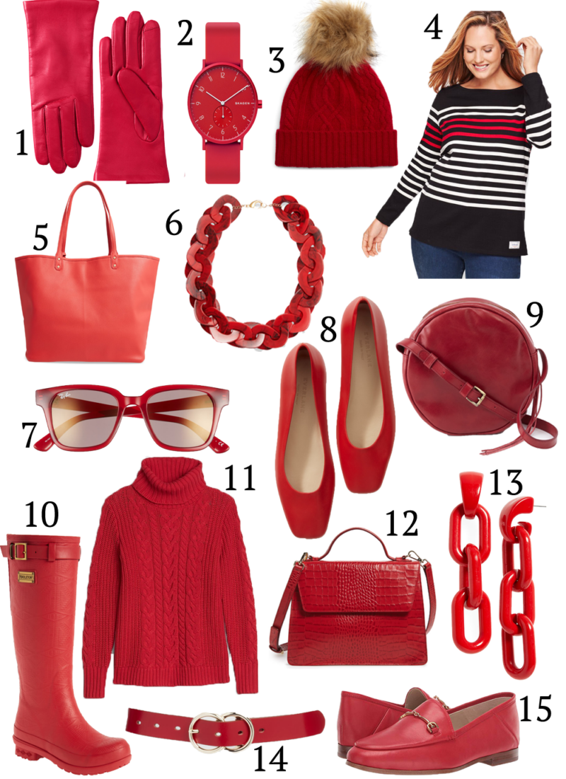 Collage of red accessories for fall