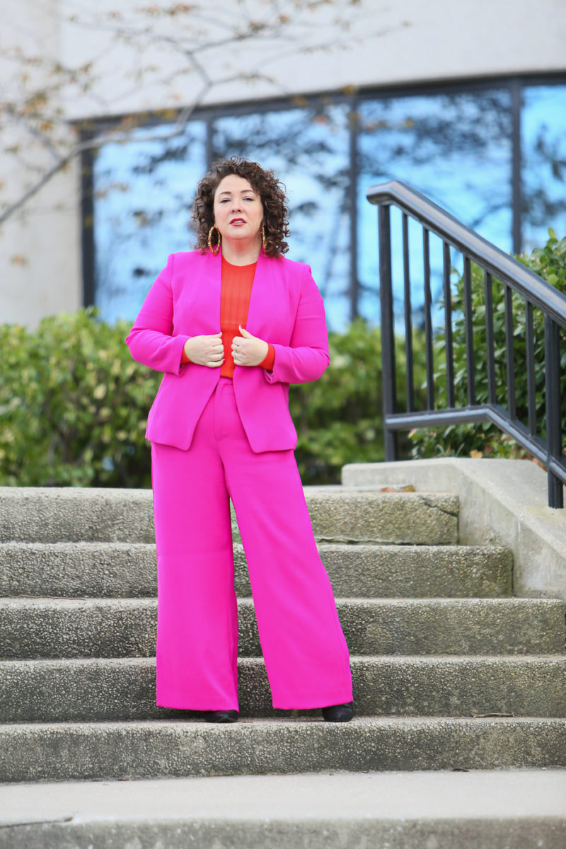 pink pantsuit