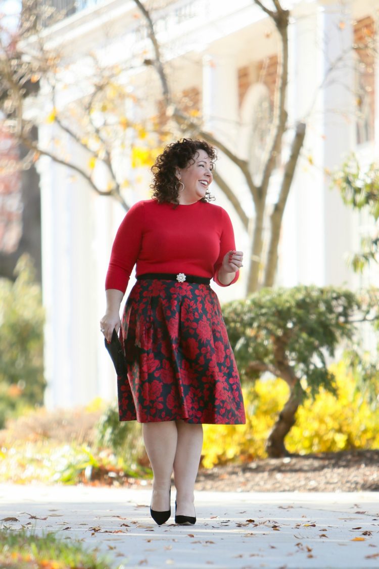 petite talbots skirt red floral