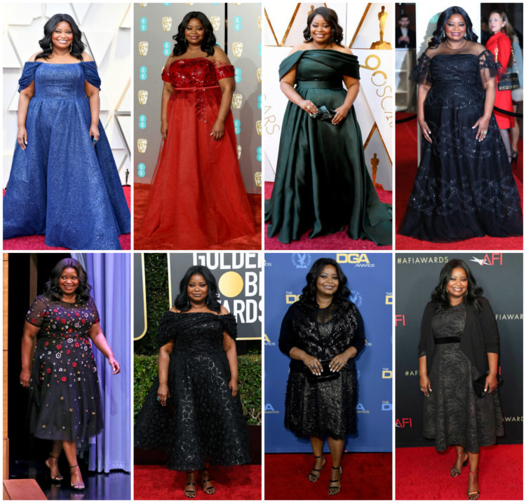 Octavia Spencer in gowns and flare dresses