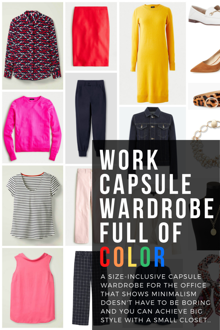 work capsule wardrobe with color