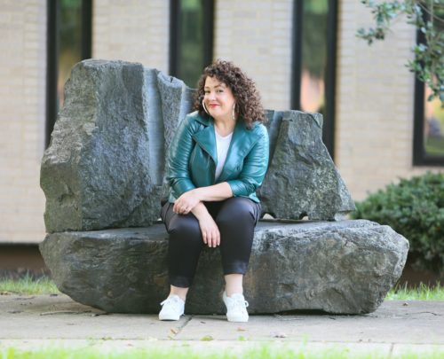 A Green Faux Leather Moto Jacket for Fall