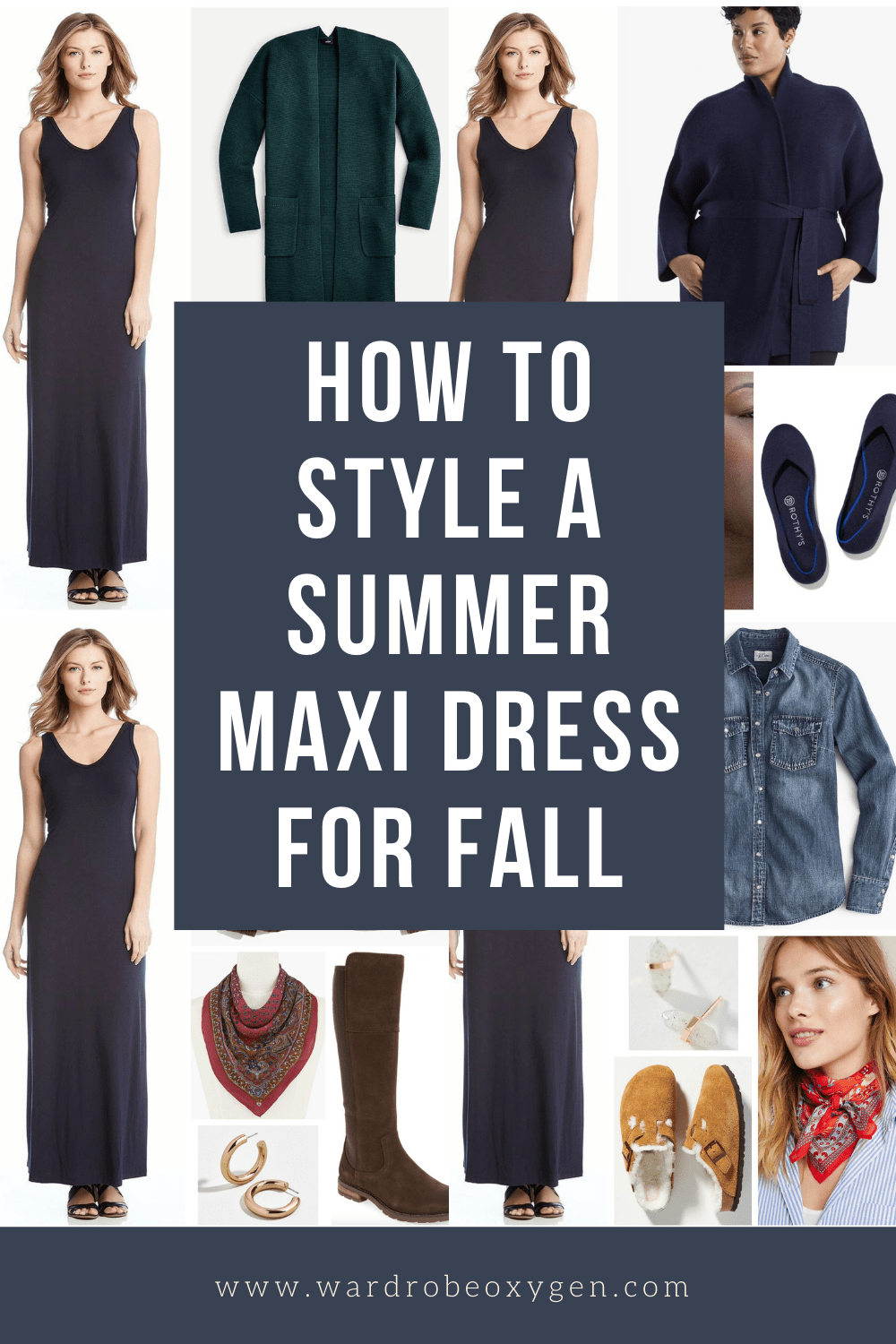 How to Style a Navy Maxi Dress for Fall and Winter