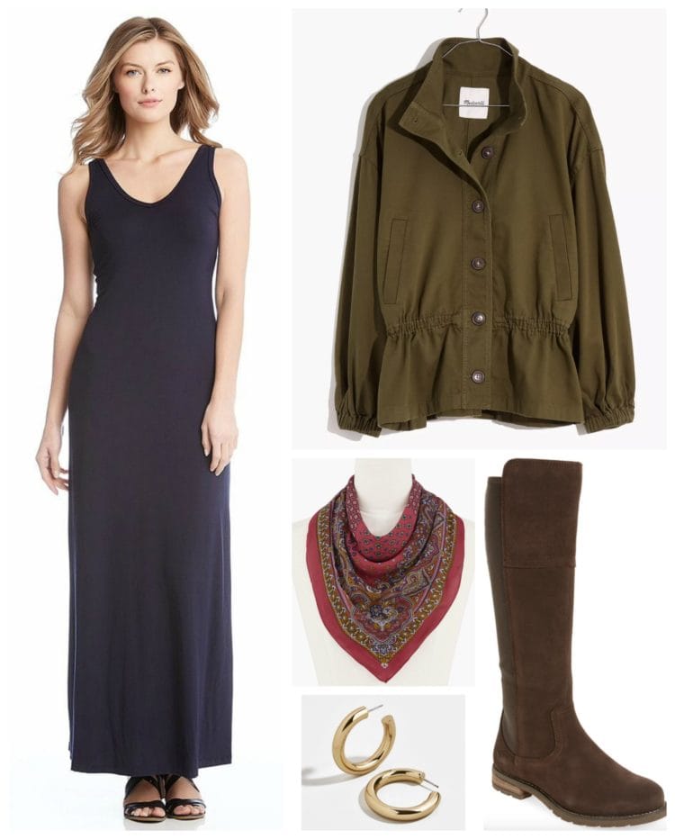 how to style a tank maxi dress for fall and winter