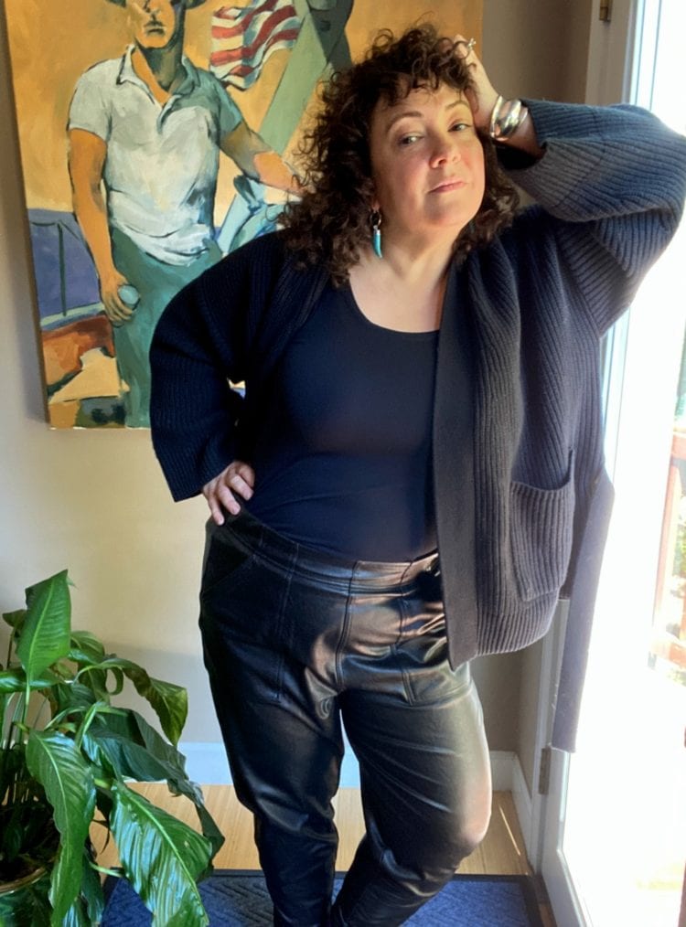 leather like jogger spanx