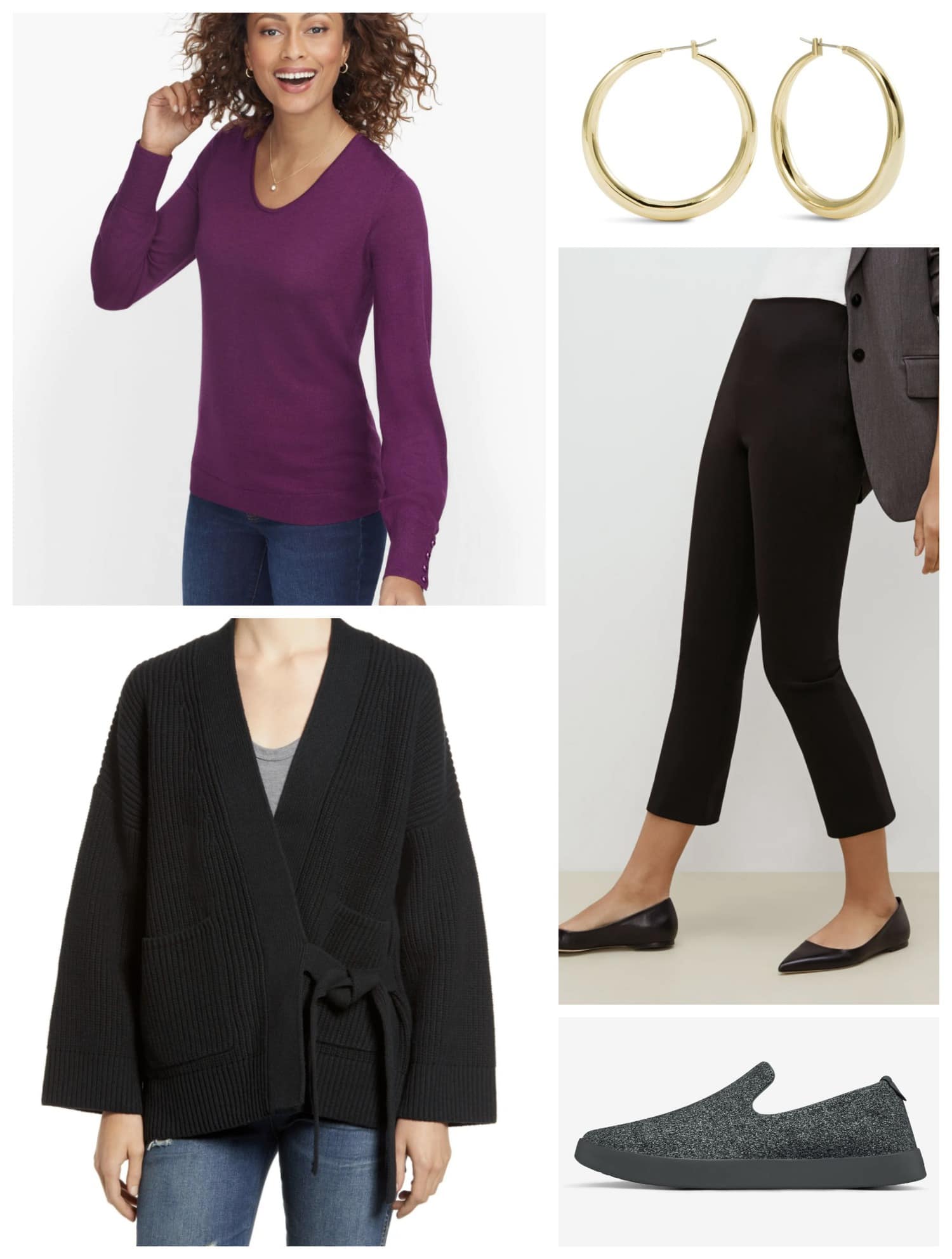 Black and Berry with a Madewell cardigan over a Talbots lightweight merino v-neck