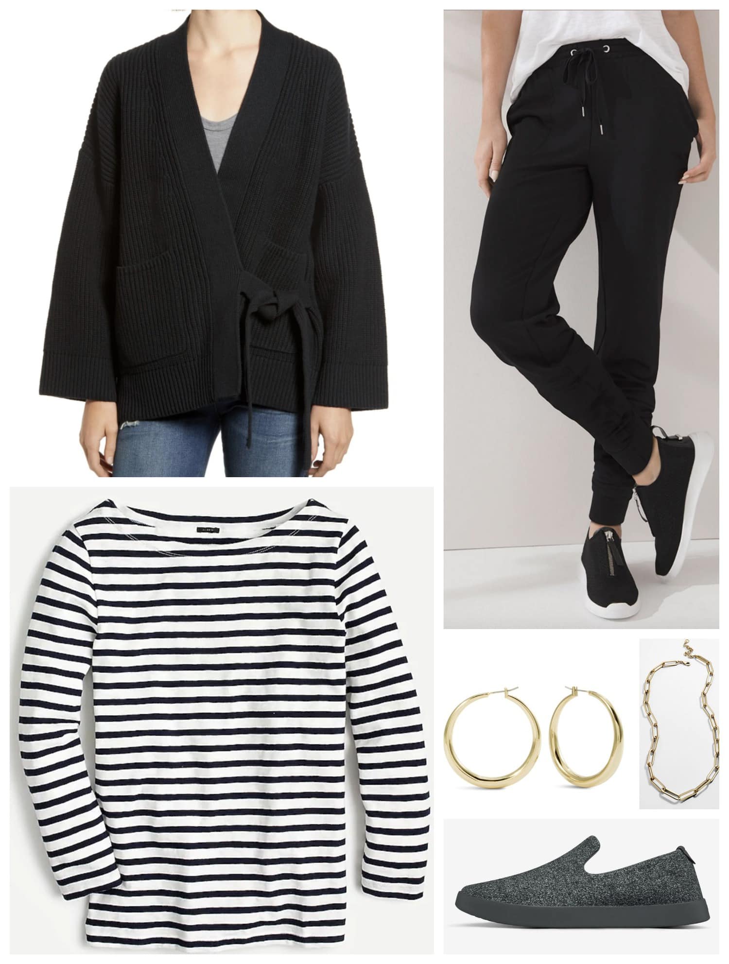 French Chic Casual pairing a breton tee with cozy knit joggers