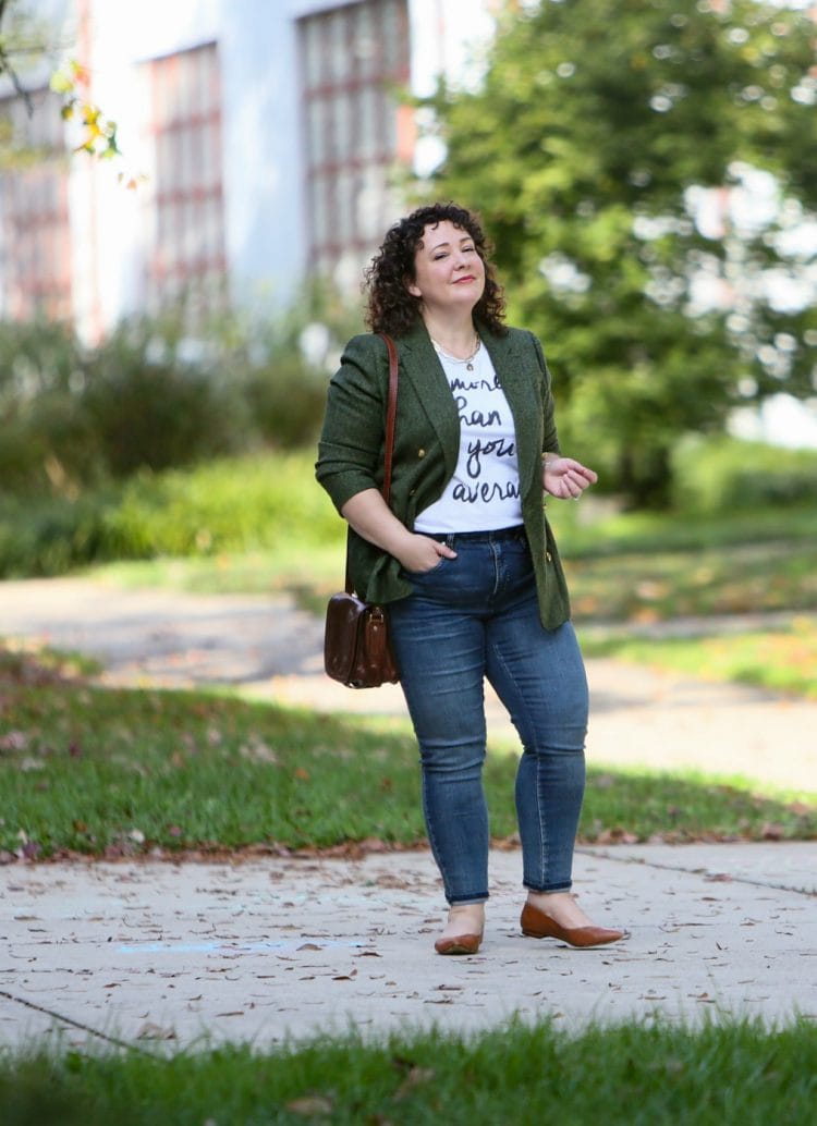 jcrew green tweed blazer