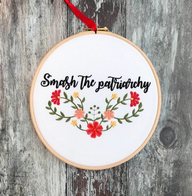 smash the patriarchy needlepoint