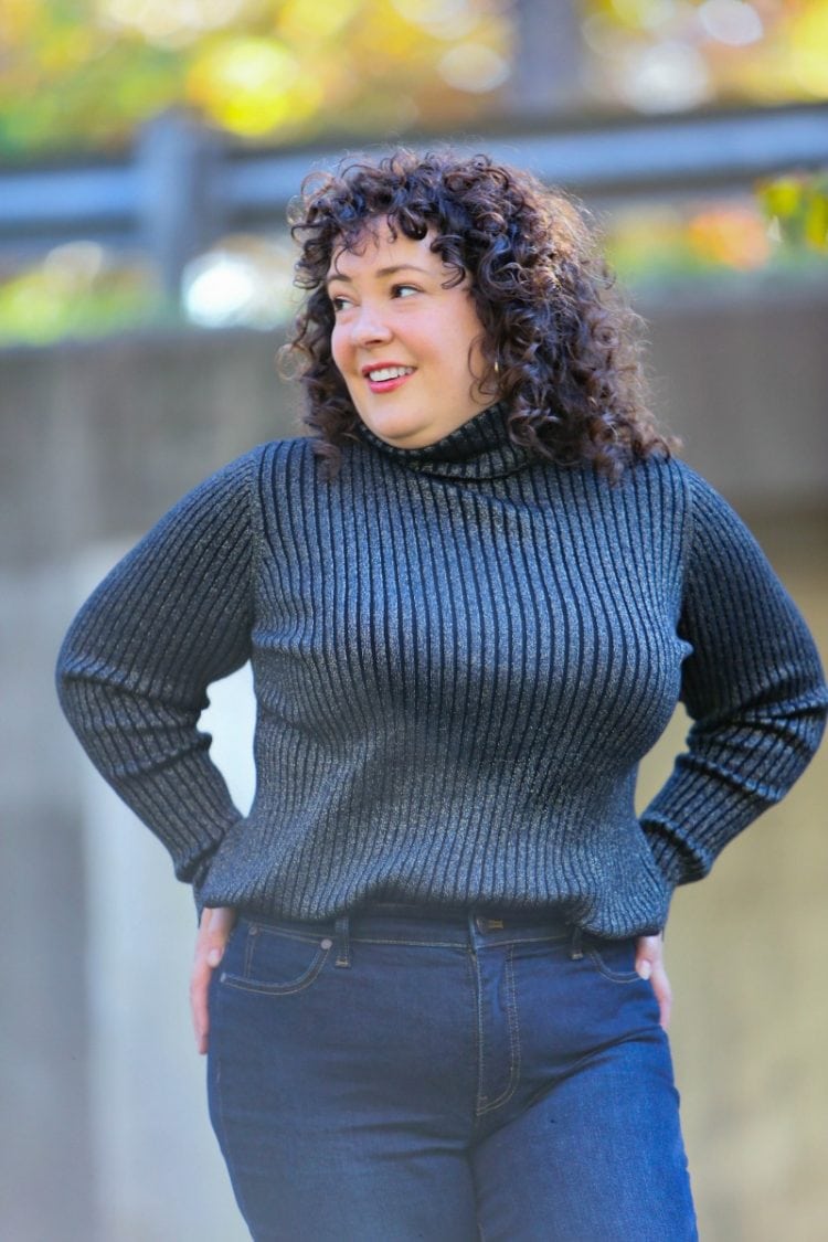 The Turtleneck You Need this Season 1 Chico's Coolmax Turtleneck with Lurex on Wardrobe Oxygen