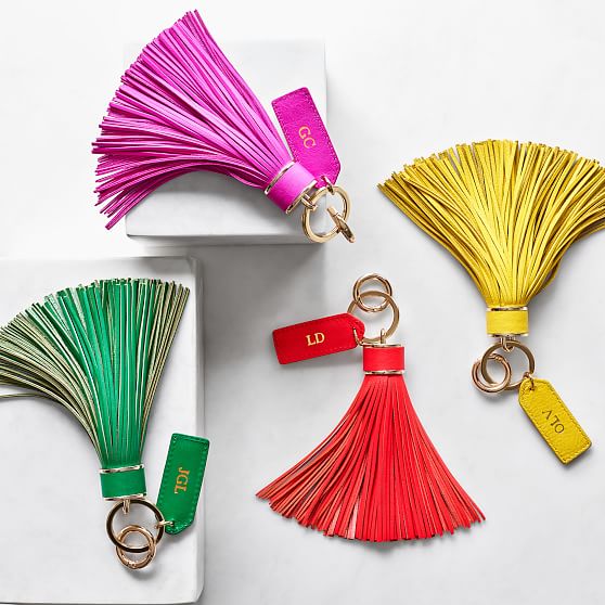 oversized leather tassel keychain c