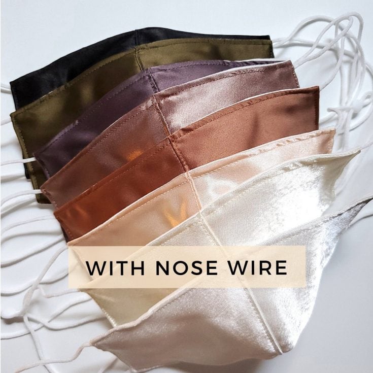 satin washable face mask with nose wire