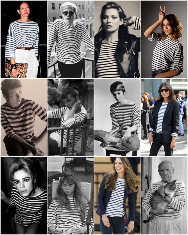 style icons wearing breton striped shirts